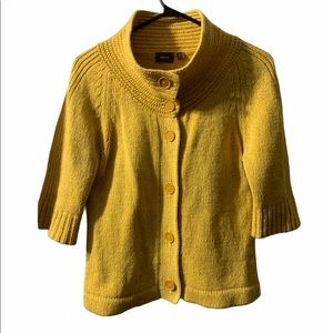 Mexx Mustard Yellow Button-Front Knit Sweater